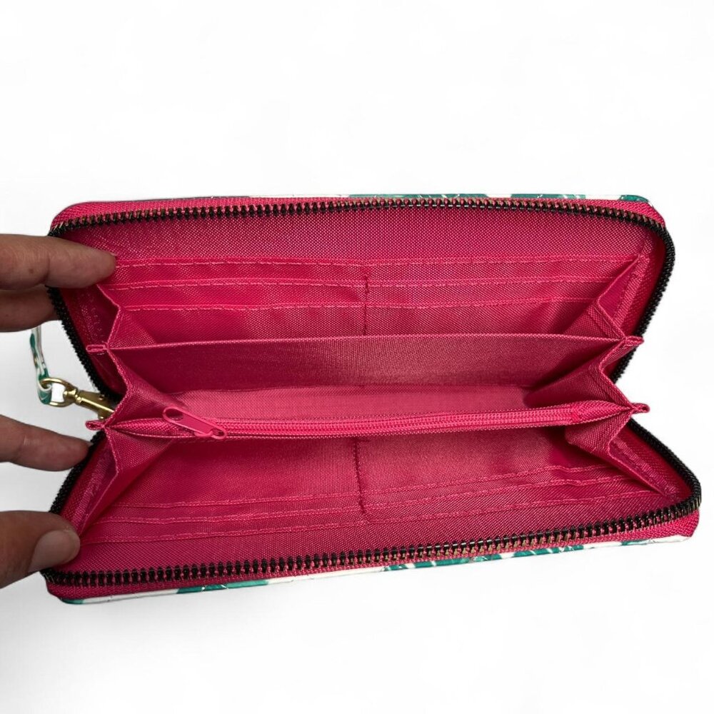 Simply Southern Palm Print Clutch | Green & White with Pink Lining - Picture 3 of 5
